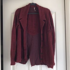 Red cardigan